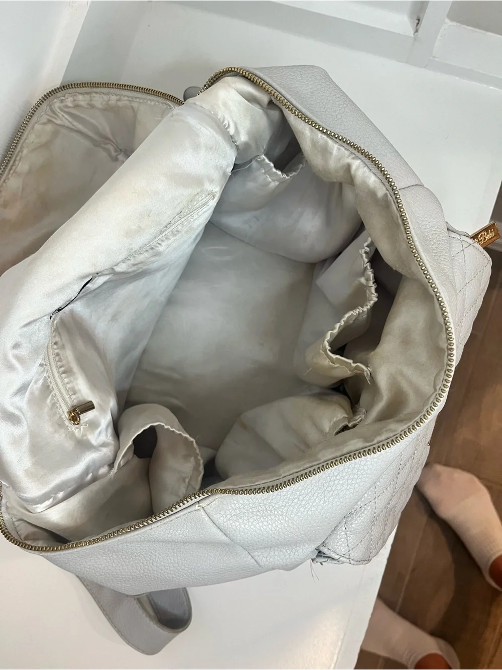 Luli Bebe Light Gray Quilted Baby Bag Backpack
